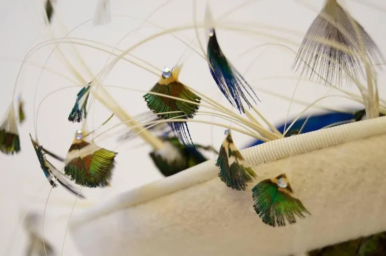 1950s Jack McConnell Peacock Feather Rhinestone Hat