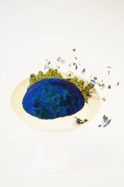 1950s Jack McConnell Peacock Feather Rhinestone Hat