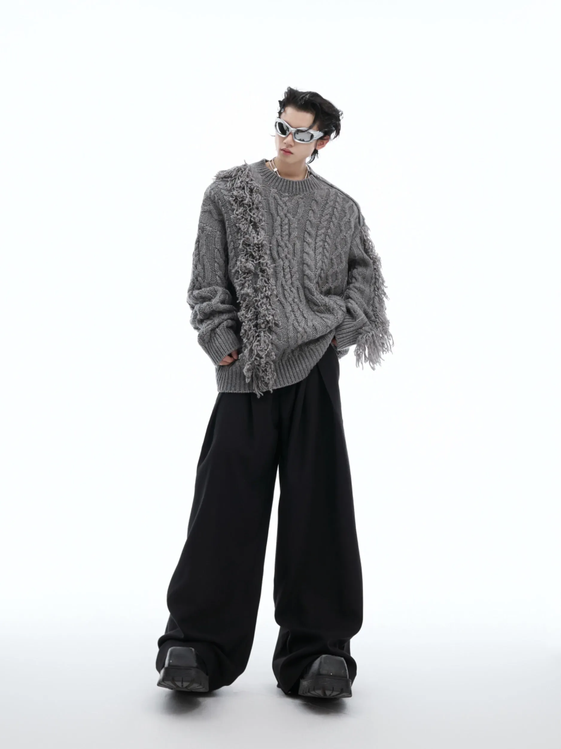 【24s Oct.】Threaded Shoulder Casual Lazy Irregular Loose Sweater