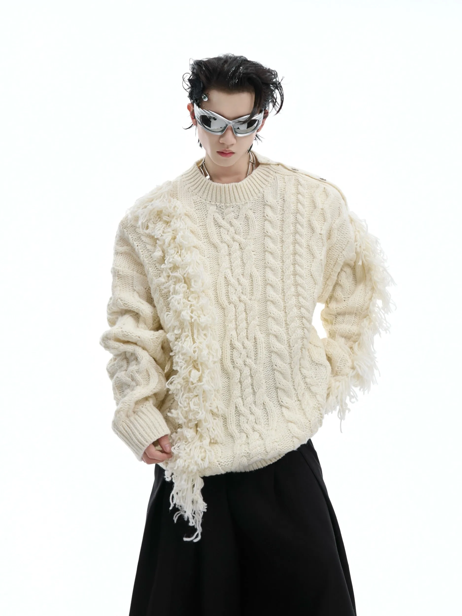 【24s Oct.】Threaded Shoulder Casual Lazy Irregular Loose Sweater