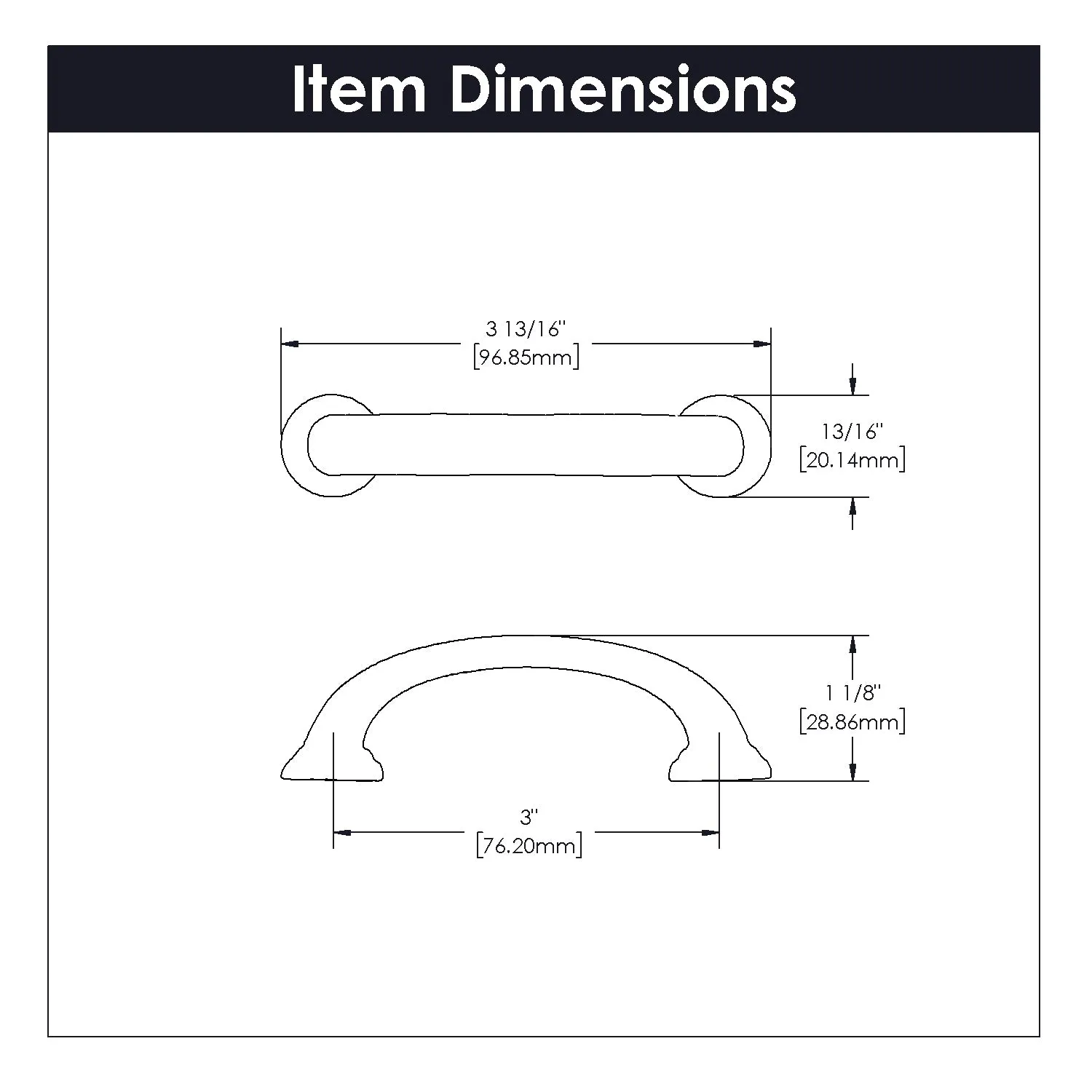 3 inch (76mm) Zephyr Cabinet Pull