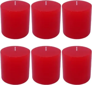 6 Pack 3x3 Inch Red Pillar Candles for Romantic Valentine's Day and Christmas, Unscented Column Candle for Home Restaurants, Smokeless Dripless and Clean Burning Emergency Candle