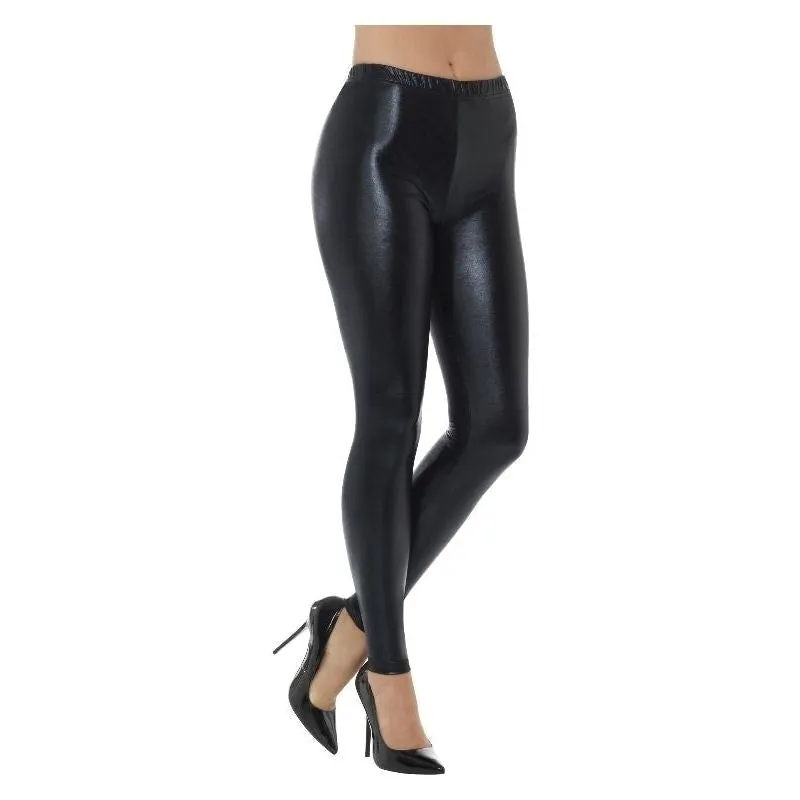 80s Metallic Disco Leggings Adult Black