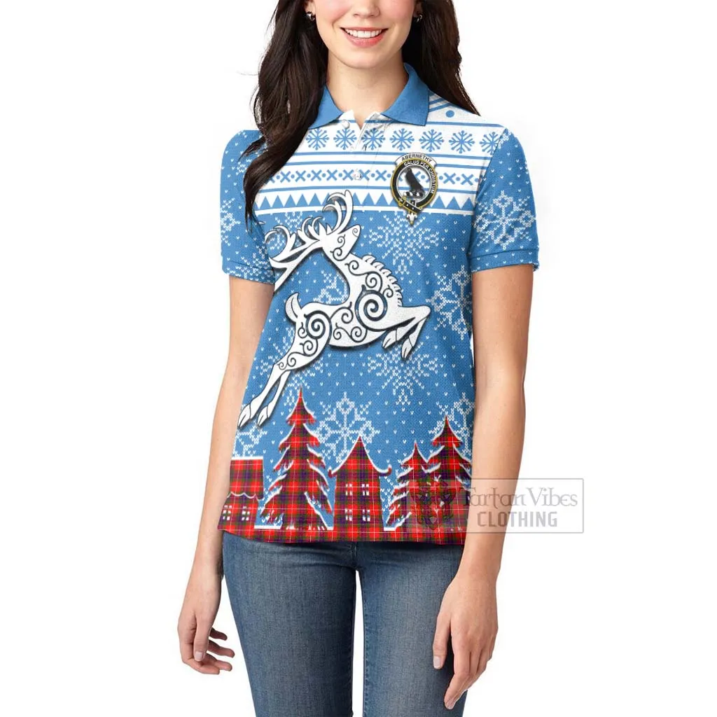 Abernethy Clan Christmas Women's Polo Shirt Celtic Reindeer Style