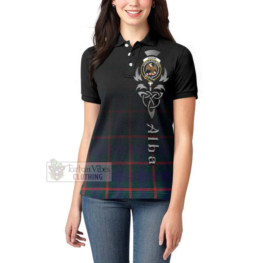 Agnew Tartan Women's Polo Shirt Featuring Alba Gu Brath Family Crest Celtic Inspired