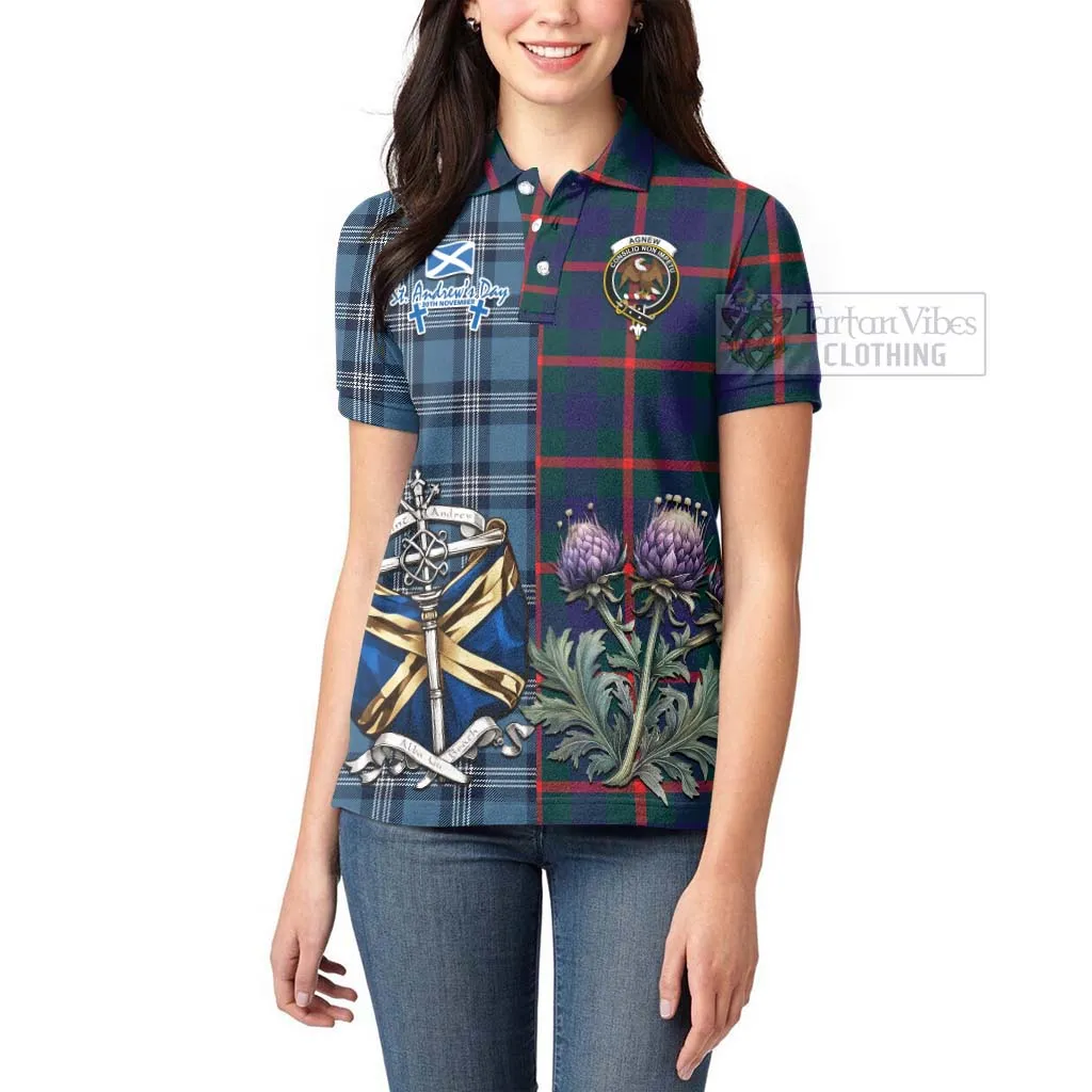 Agnew Tartan Women's Polo Shirt Happy St. Andrew's Day Half Tartan Style