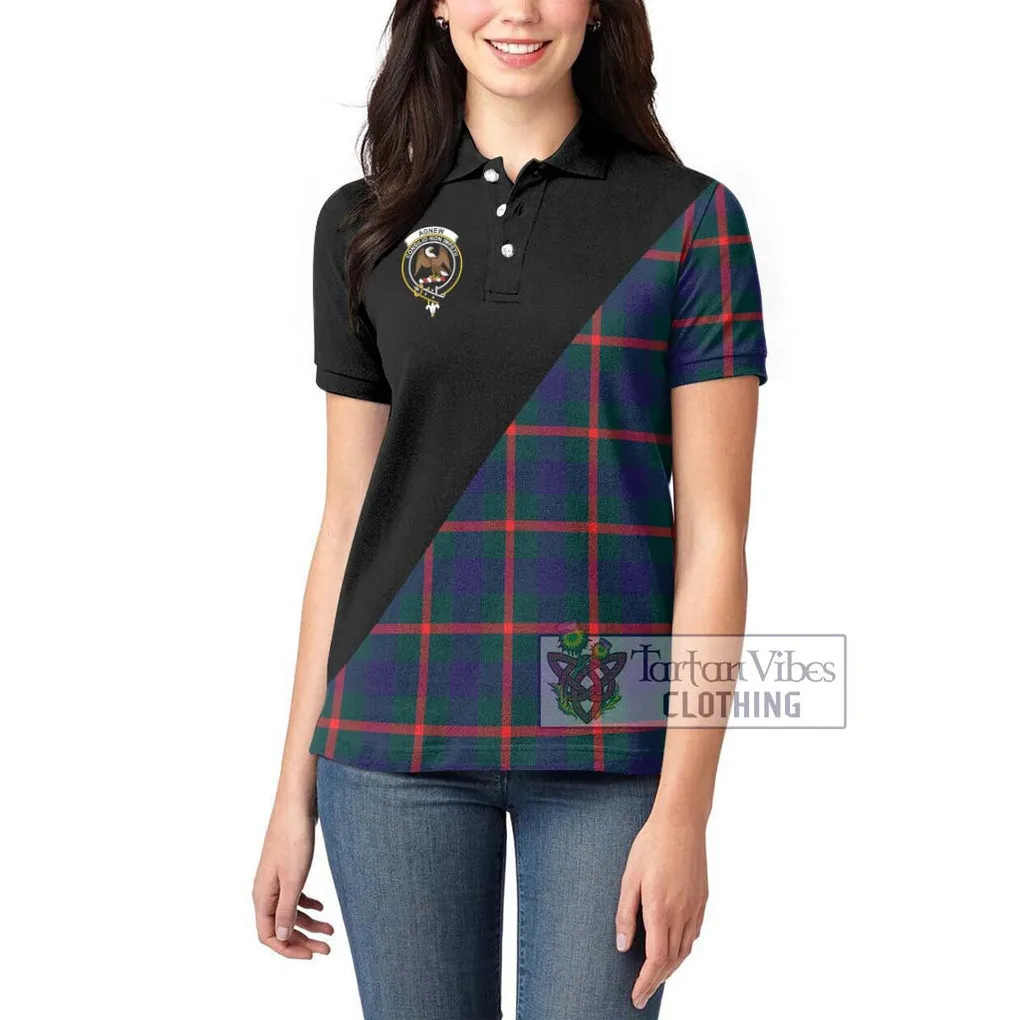 Agnew Tartan Women's Polo Shirt with Family Crest and Military Logo Style