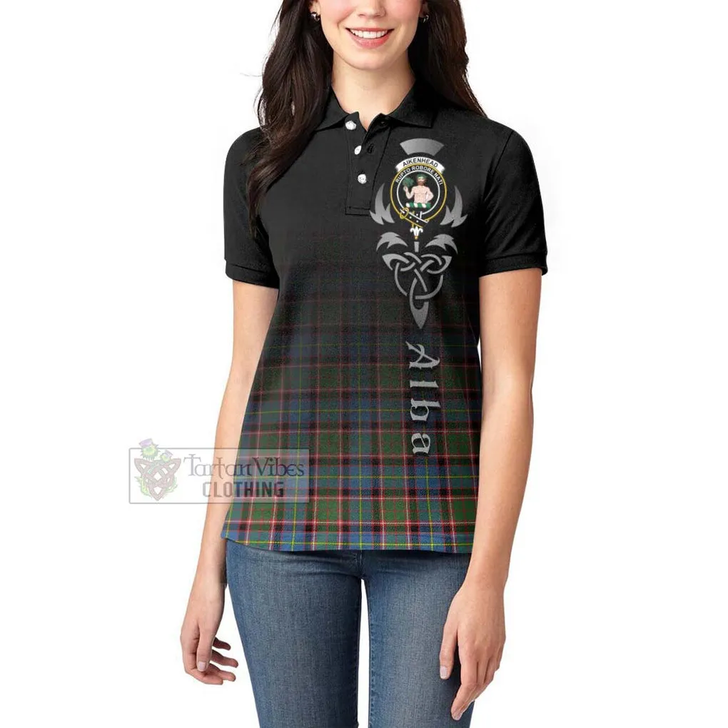 Aikenhead Tartan Women's Polo Shirt Featuring Alba Gu Brath Family Crest Celtic Inspired