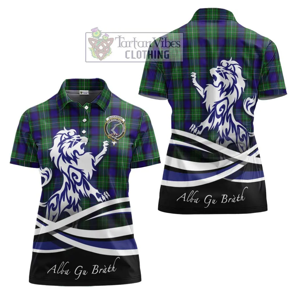 Alexander Tartan Women's Polo Shirt with Alba Gu Brath Regal Lion Emblem