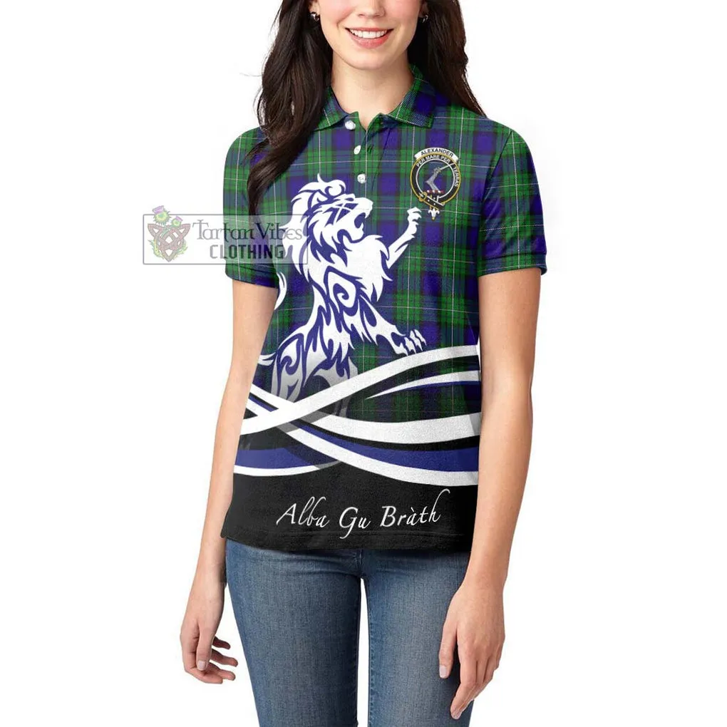 Alexander Tartan Women's Polo Shirt with Alba Gu Brath Regal Lion Emblem