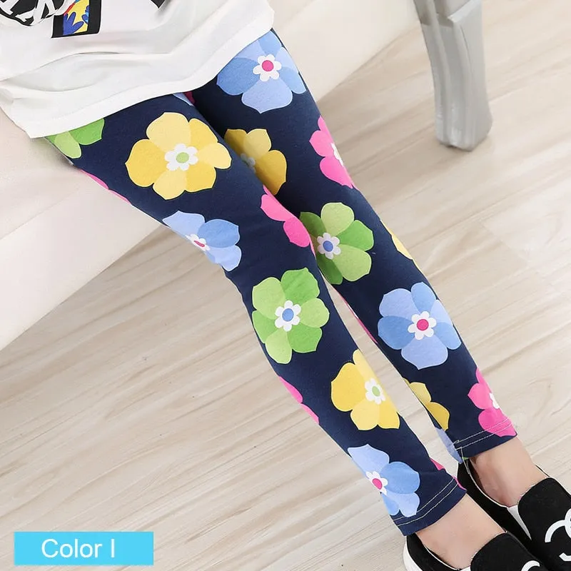 Baby Kids Childrens Printing Flower Toddler Classic Girls Leggings 2-14Y