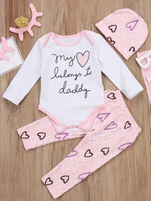 Baby 'My Heart Belongs To Daddy' Long Sleeve Onesie and Legging Set