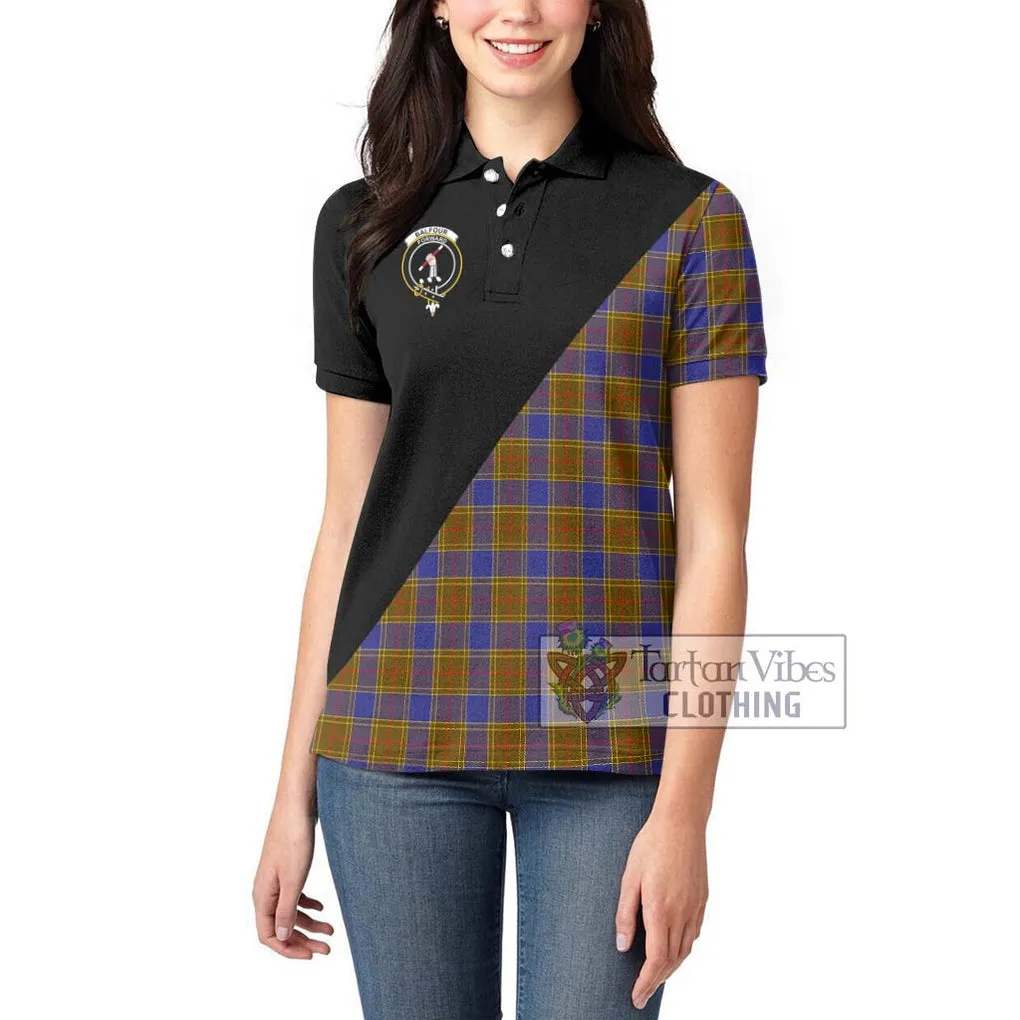 Balfour Tartan Women's Polo Shirt with Family Crest and Military Logo Style