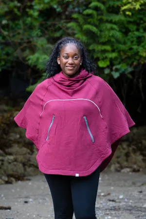 Bamboo Soft Cotton Poncho - Burgundy