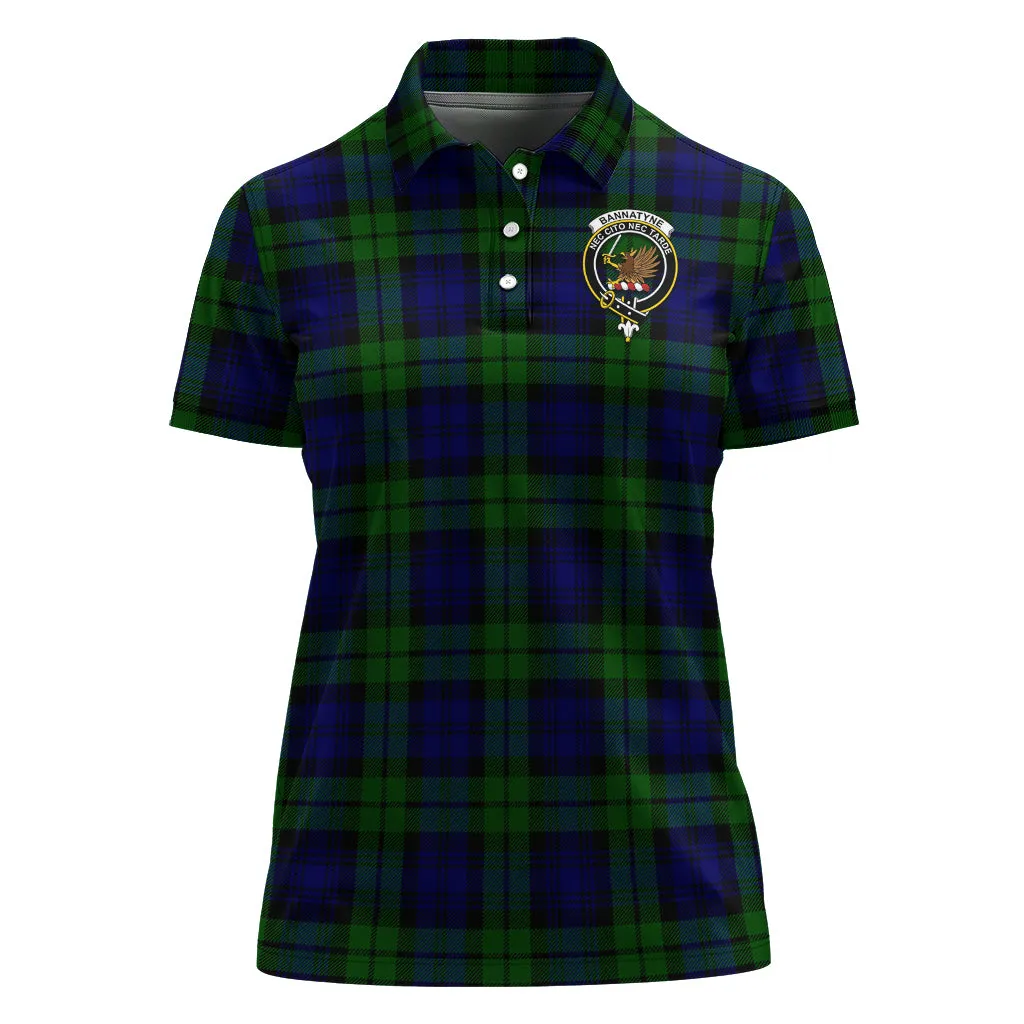 Bannatyne Tartan Polo Shirt with Family Crest For Women