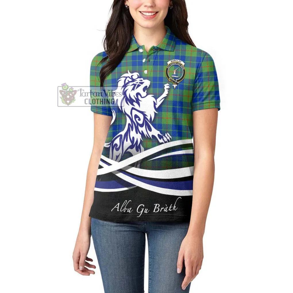 Barclay Hunting Ancient Tartan Women's Polo Shirt with Alba Gu Brath Regal Lion Emblem