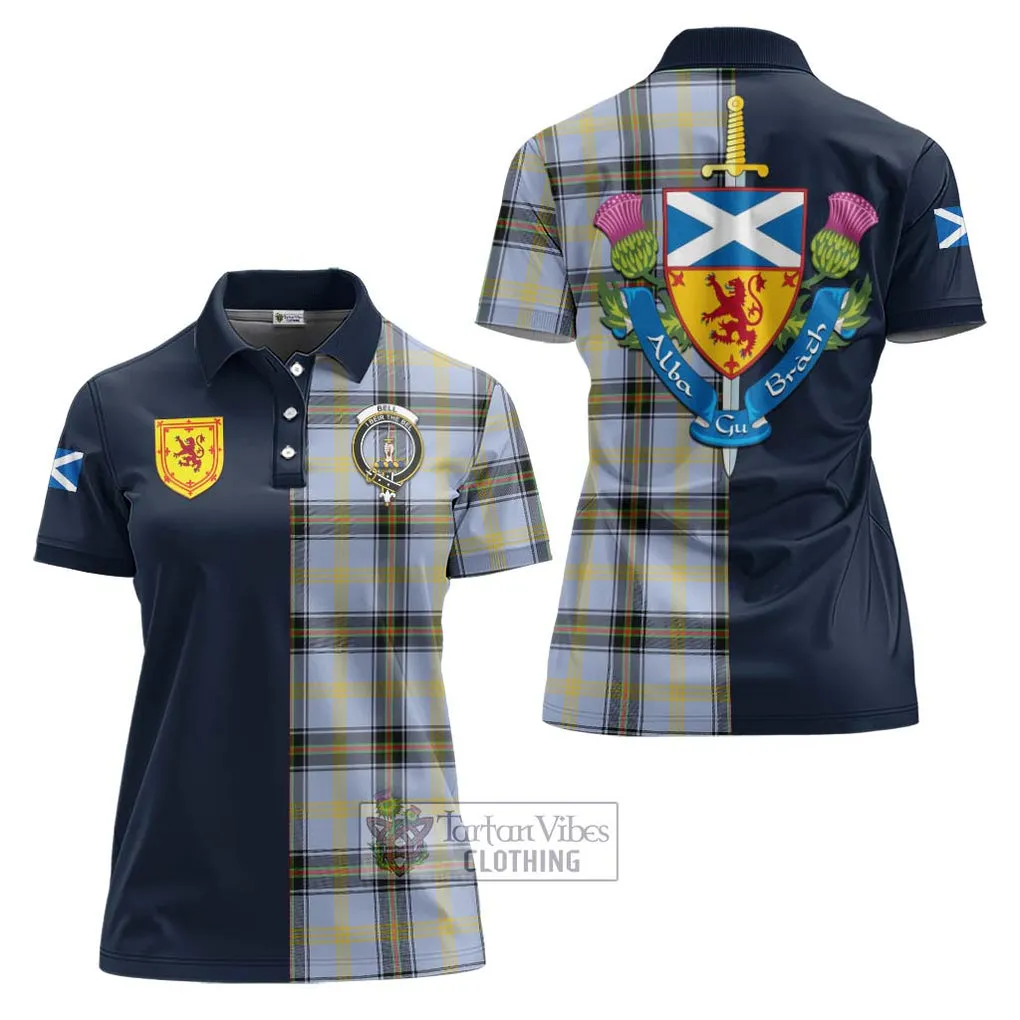 Bell of the Borders Tartan Women's Polo Shirt Alba with Scottish Lion Royal Arm Half Style