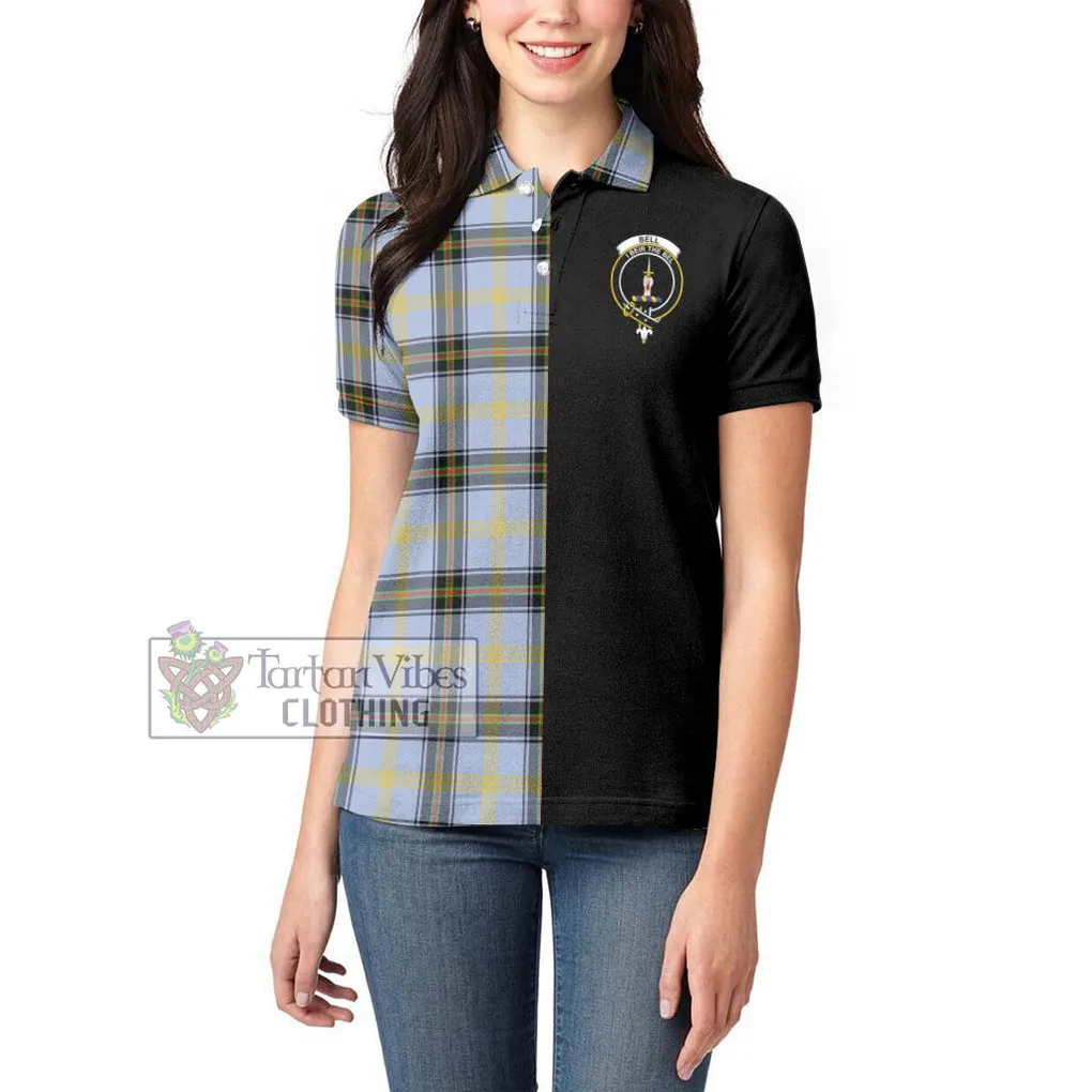 Bell of the Borders Tartan Women's Polo Shirt with Family Crest and Half Of Me Style