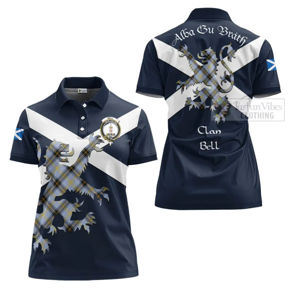 Bell Tartan Lion Rampant Women's Polo Shirt Proudly Display Your Heritage with Alba Gu Brath and Clan Name