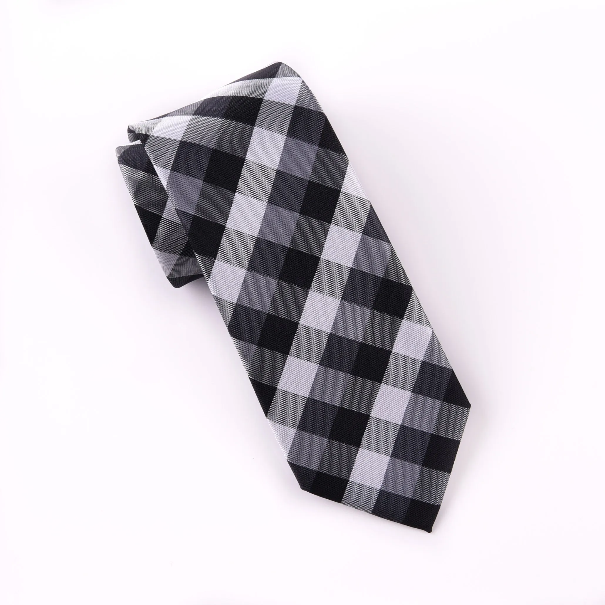 Black & Gray UK Style Check 3" Necktie Business Elegance  For Formal Business Occasion