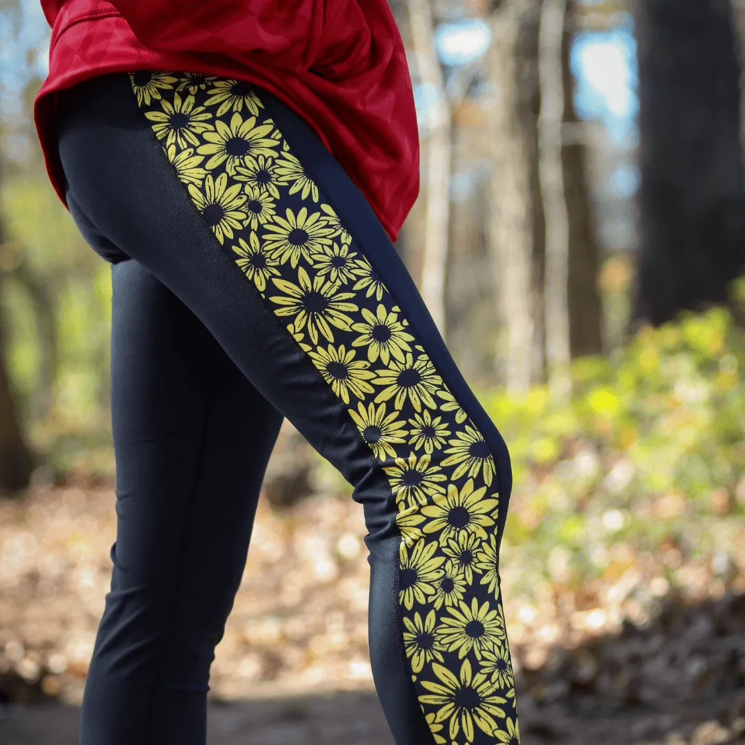 Black Eyed Susan Side Pattern / Yoga Leggings