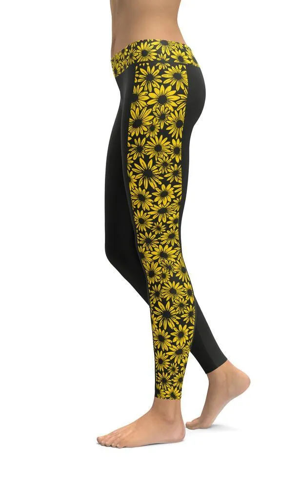 Black Eyed Susan Side Pattern / Yoga Leggings