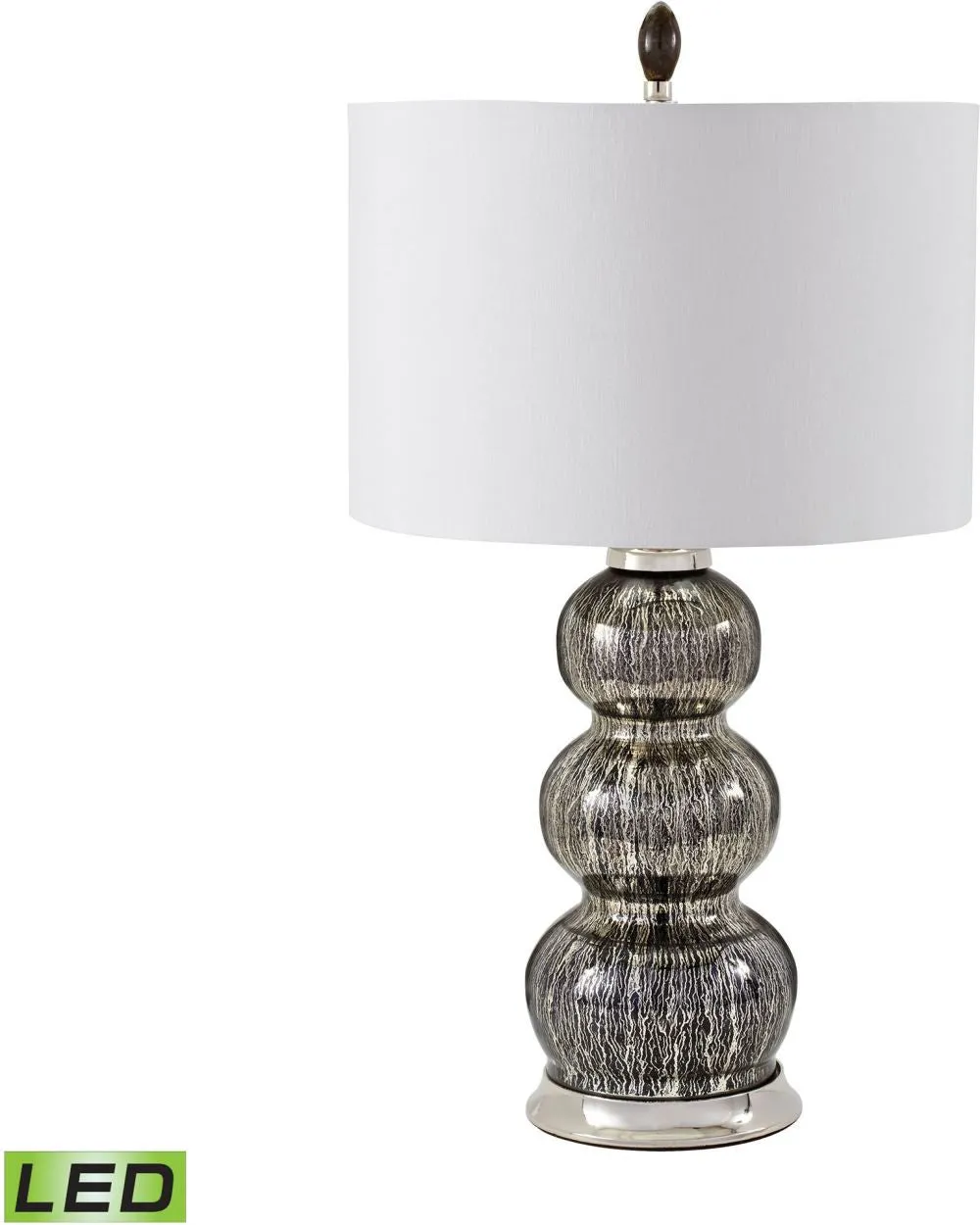 Black Mercury Gourd Led Table Lamp With Pure White Shade