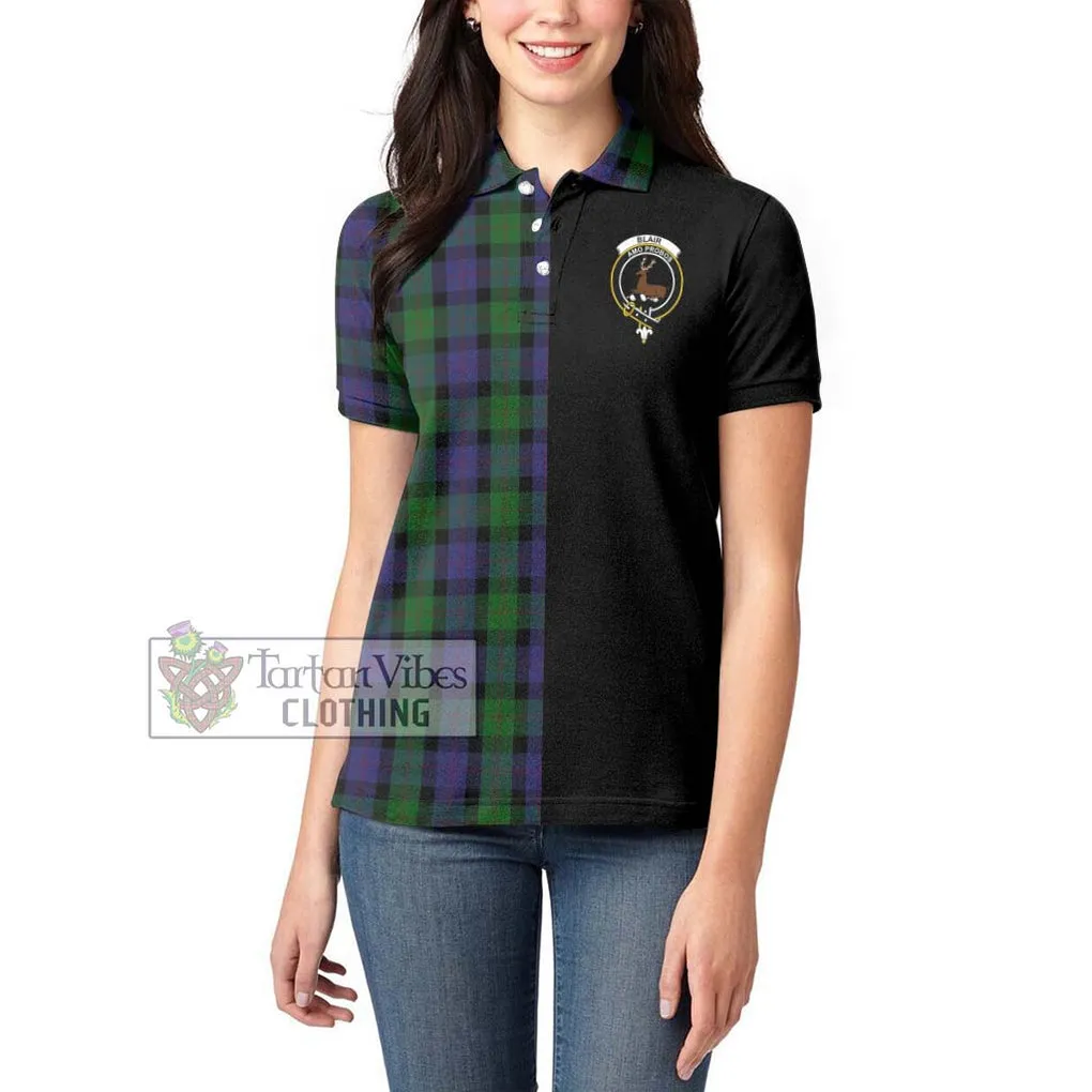 Blair Tartan Women's Polo Shirt with Family Crest and Half Of Me Style