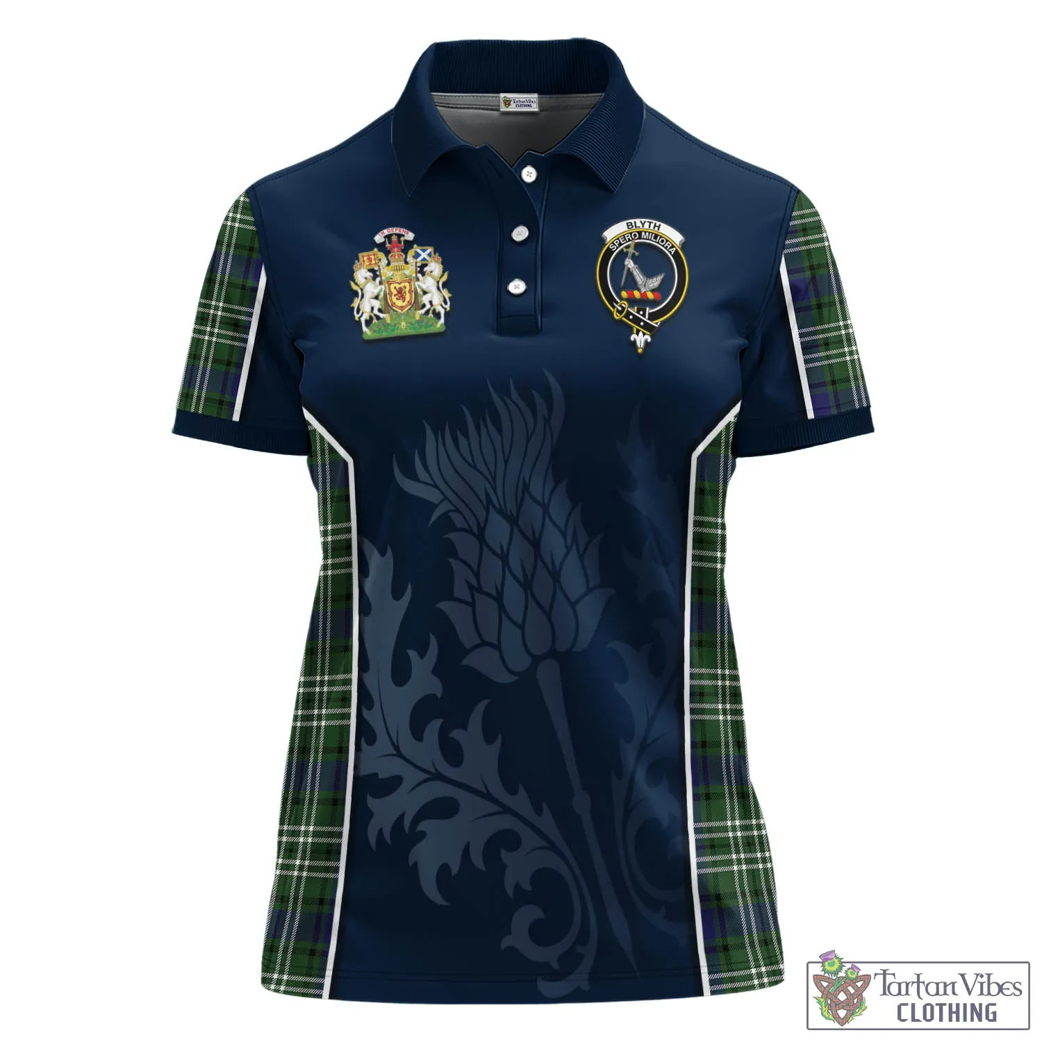 Blyth Tartan Women's Polo Shirt with Family Crest and Scottish Thistle Vibes Sport Style