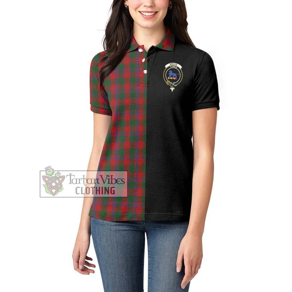 Bruce Old Tartan Women's Polo Shirt with Family Crest and Half Of Me Style