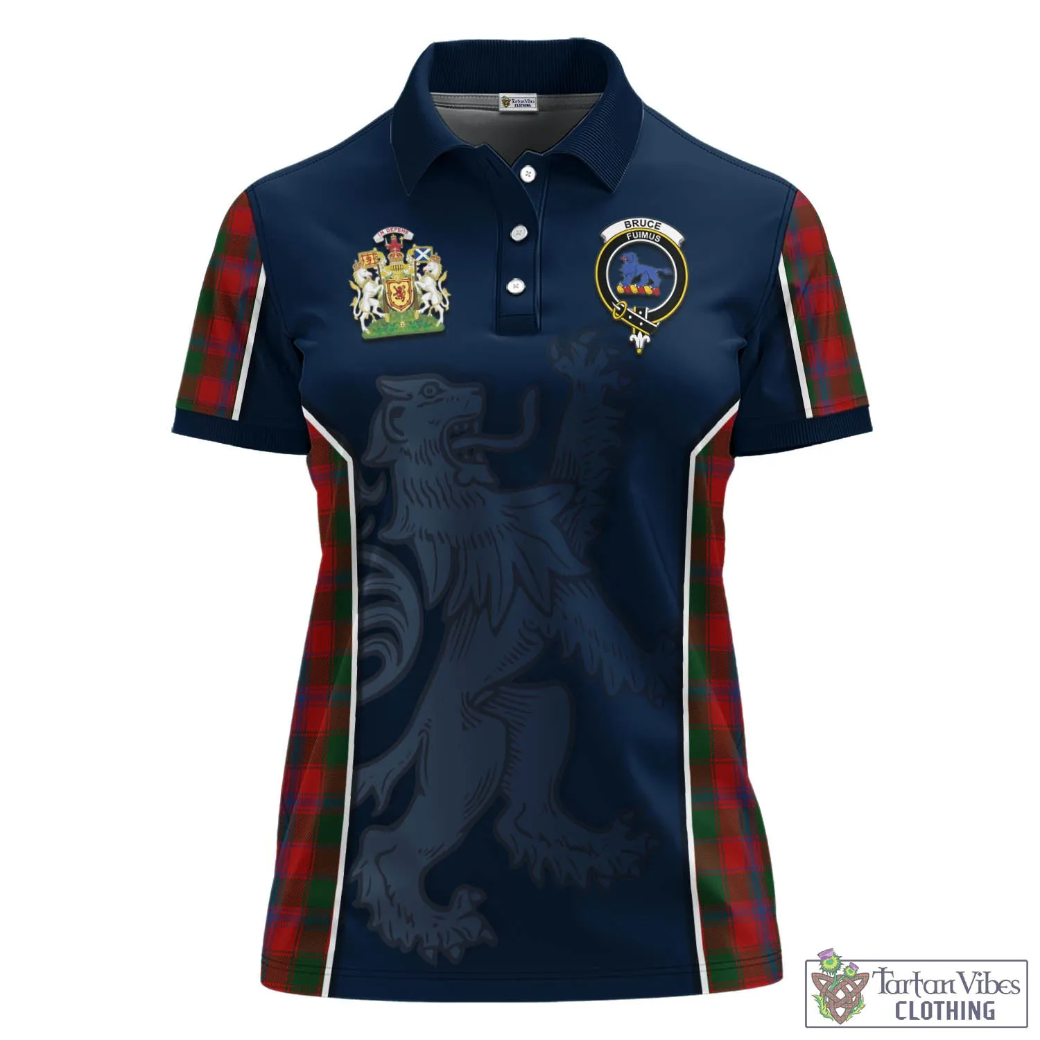 Bruce Old Tartan Women's Polo Shirt with Family Crest and Lion Rampant Vibes Sport Style