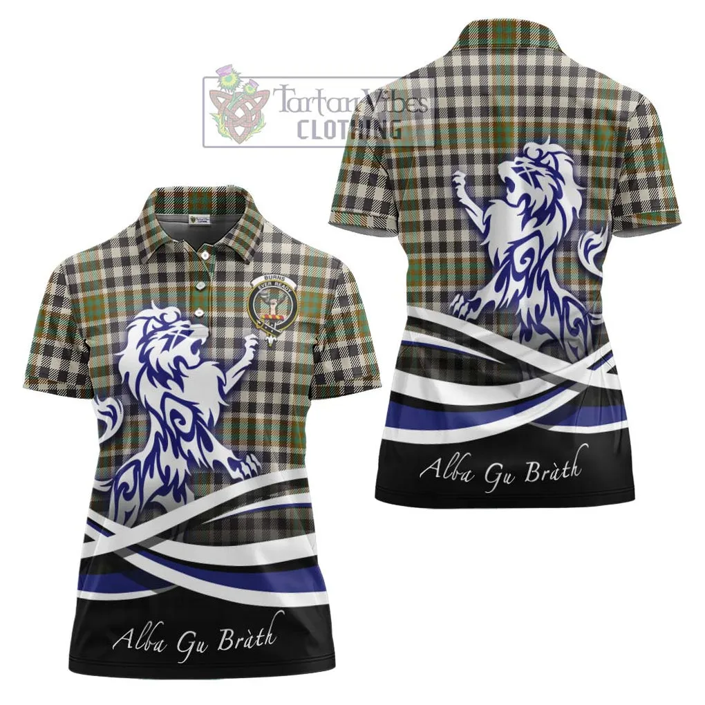 Burns Check Tartan Women's Polo Shirt with Alba Gu Brath Regal Lion Emblem