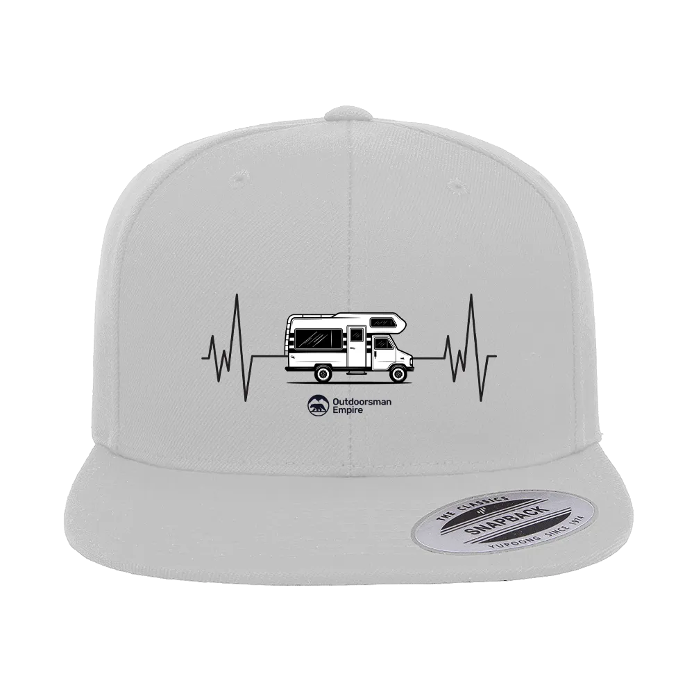 Camping Cardiogram Embroidered Flat Bill Cap