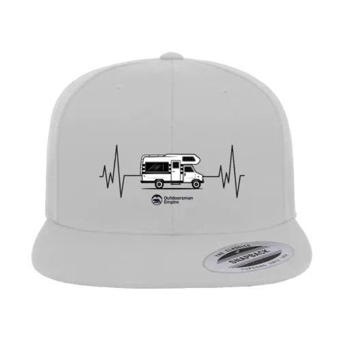 Camping Cardiogram Embroidered Flat Bill Cap