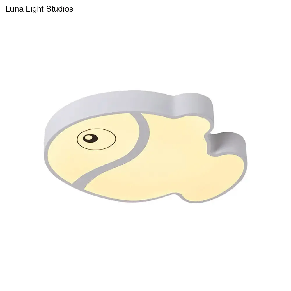 Cartoon Fish Ceiling Light for Kids' Bedrooms – White/Blue LED Acrylic Flushmount Fixture