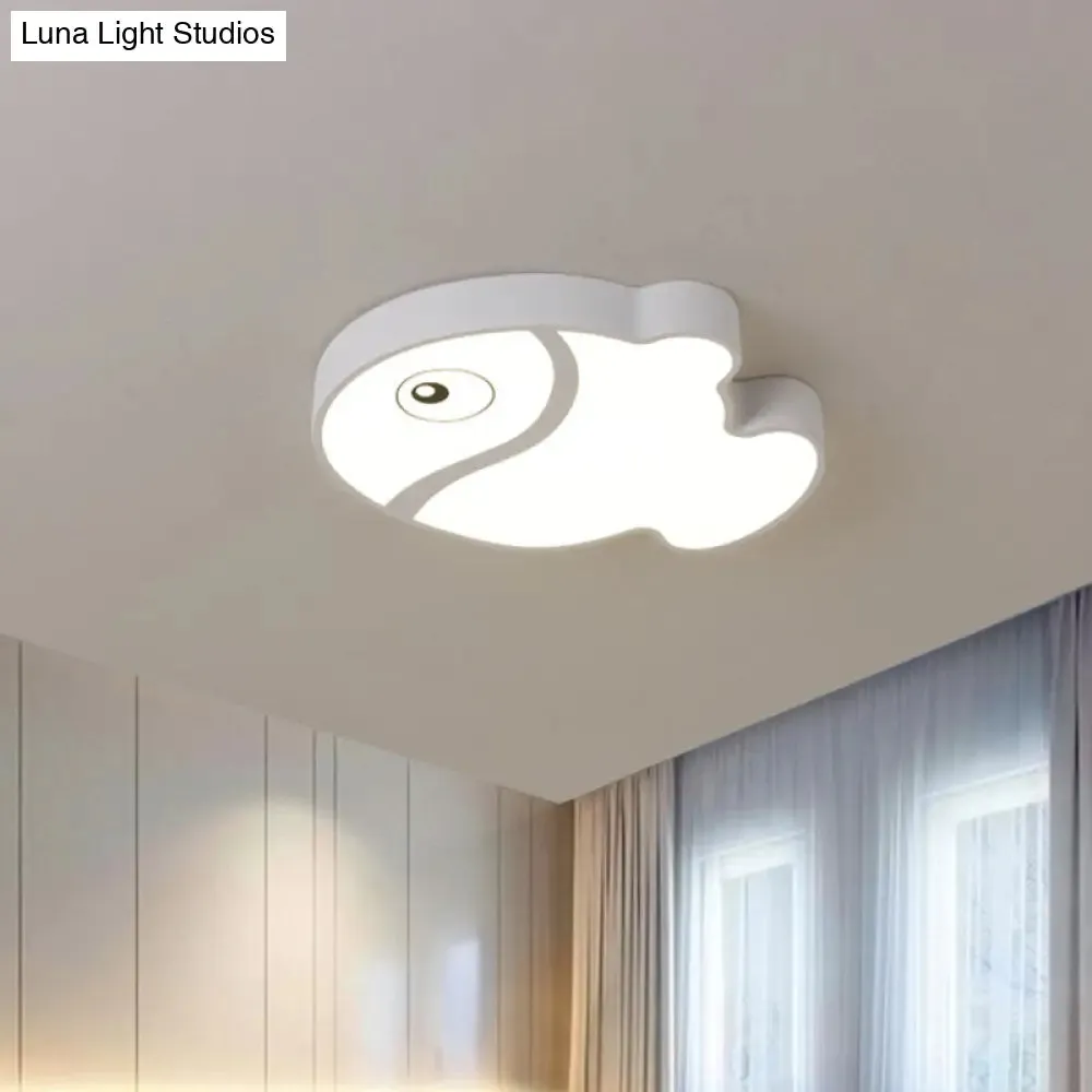 Cartoon Fish Ceiling Light for Kids' Bedrooms – White/Blue LED Acrylic Flushmount Fixture