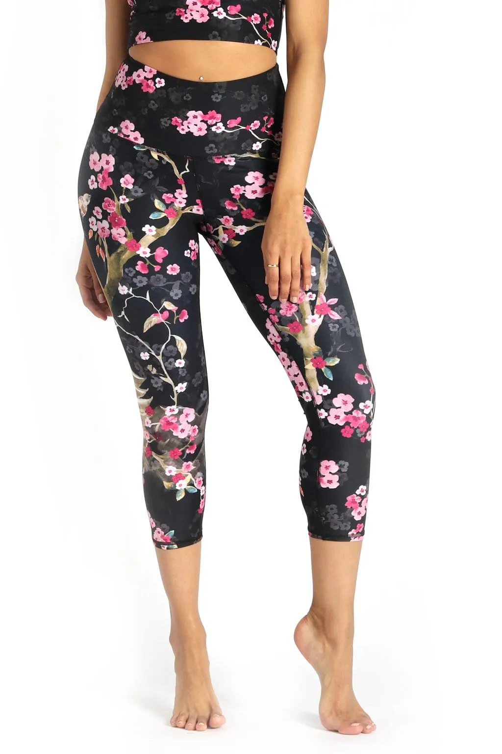 Cherry Bloomin Printed Yoga Crops