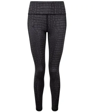 Crocodile Black - Women's TriDri® performance animal printed leggings