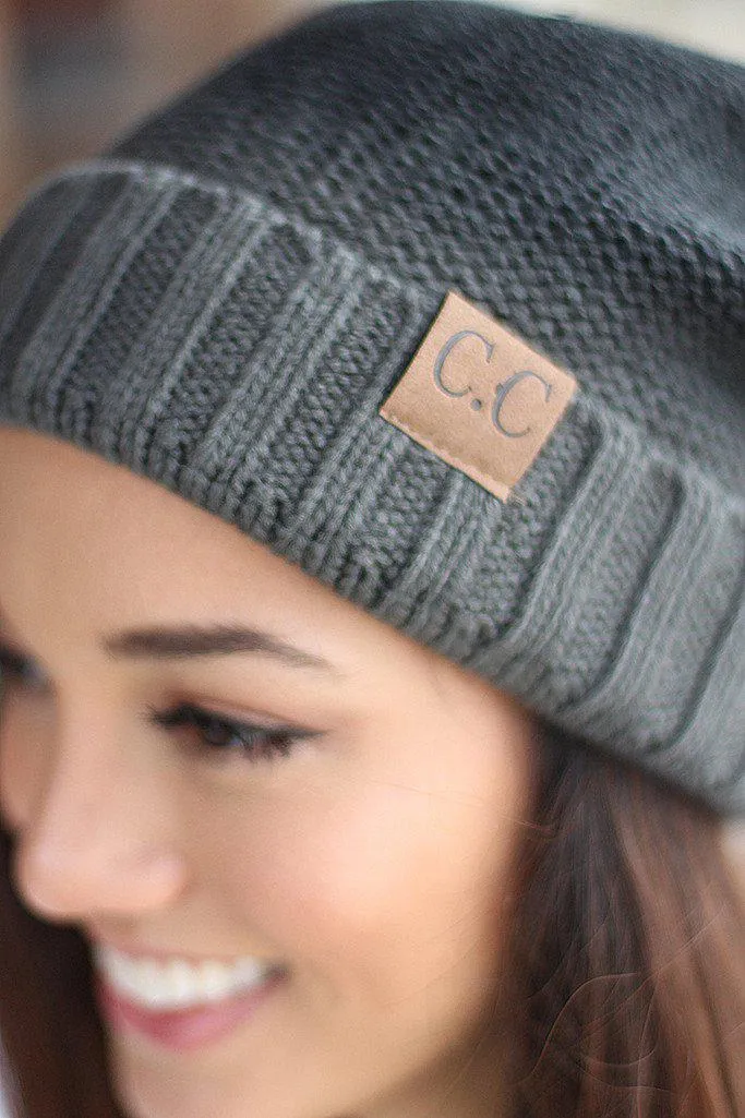 Dark Gray Ombre Knit Beanie