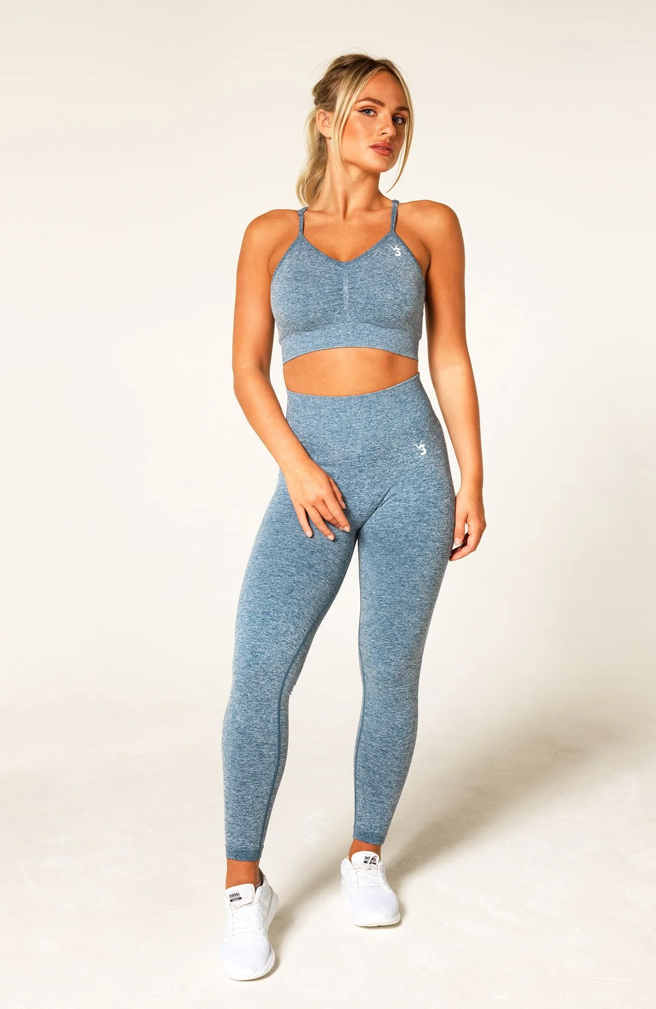 Define Seamless Scrunch Leggings & Sports Bra Set - Blue Marl