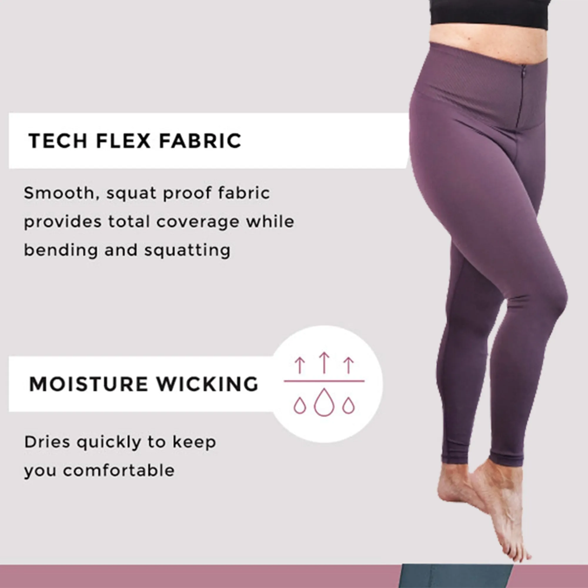 Denise Austin's "Zip Up Your Abs" High Waist Zipper Yoga Leggings - Perfect for women’s