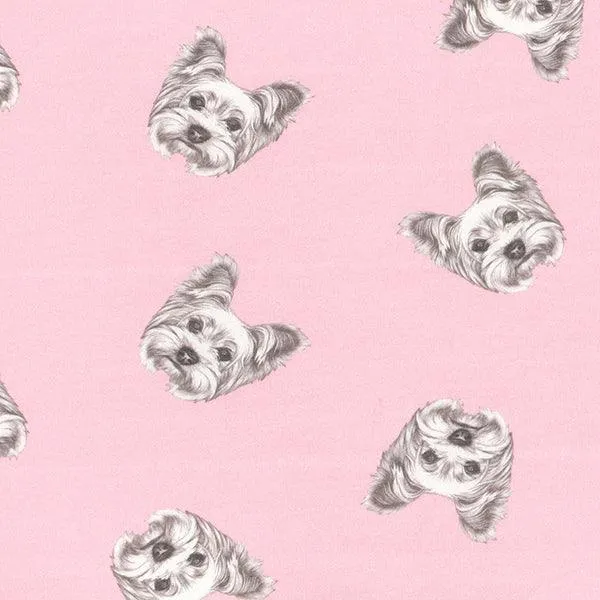 Digital Dog Faces French Terry Fabric