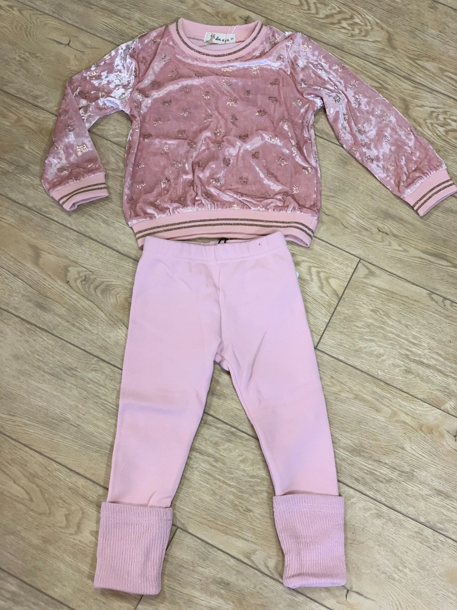 Doe a Dear Girls Pink Leggings With Knit Cuffs