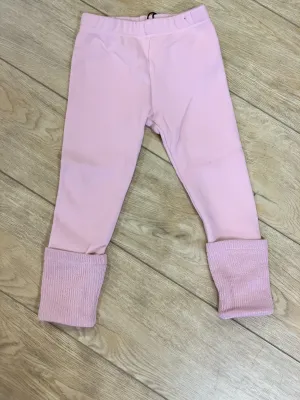 Doe a Dear Girls Pink Leggings With Knit Cuffs