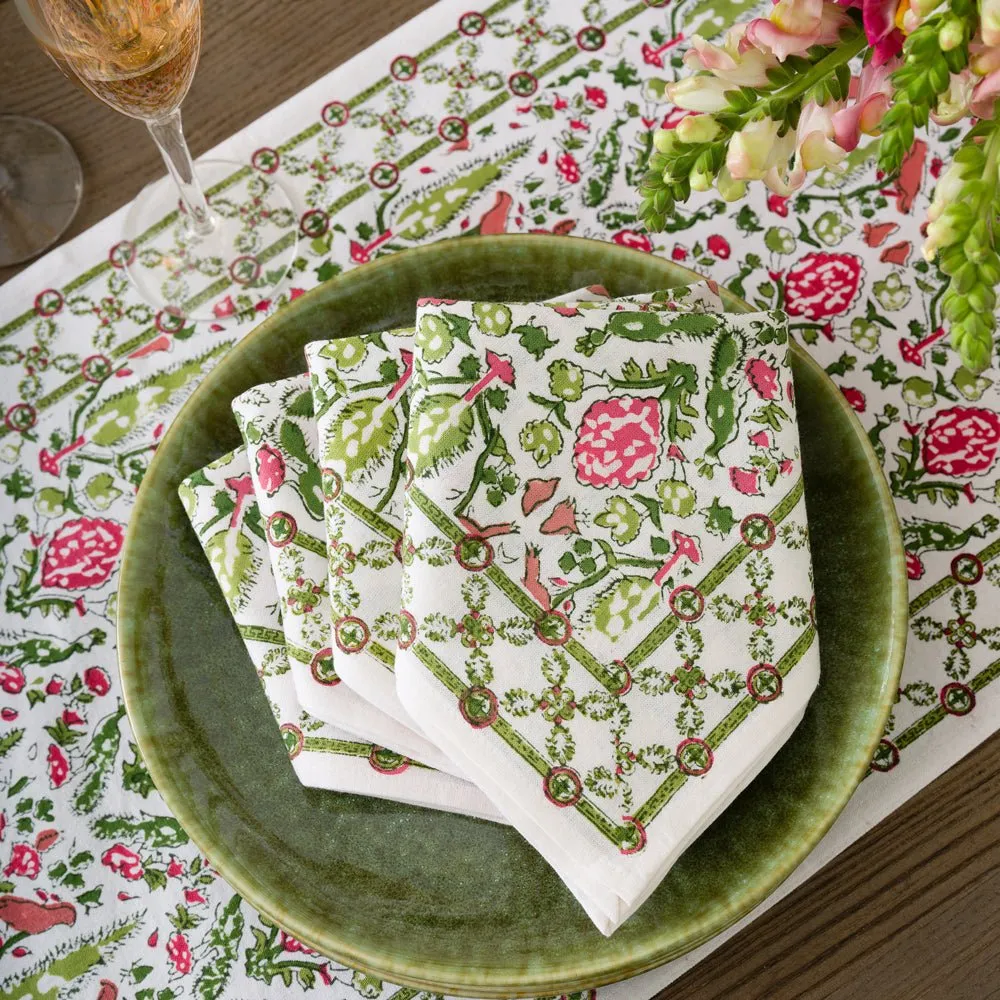 Dove & Cypress Pink & Green Napkin | Set of 4