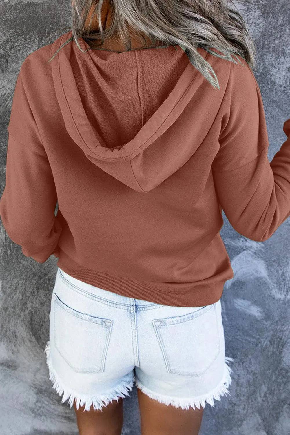 Dropped Shoulder Long Sleeve Hoodie with Pocket