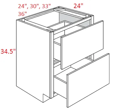 EB22-DB36-2 Elegant Dove Assembled 36" Drawer Base Cabinet