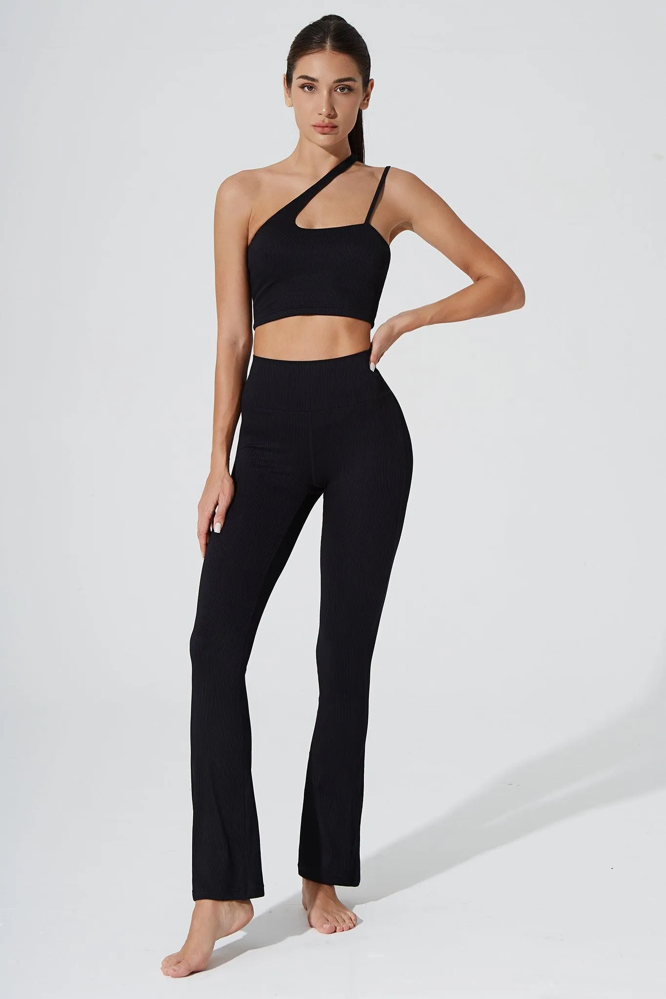 Evana Flare Ribbed Legging - Noir