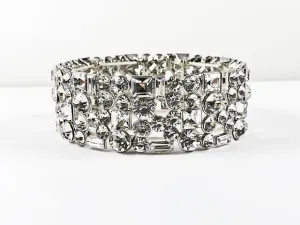 Fancy Unique Mix Shape Crystal Pattern Design Stretch Fashion Bracelet