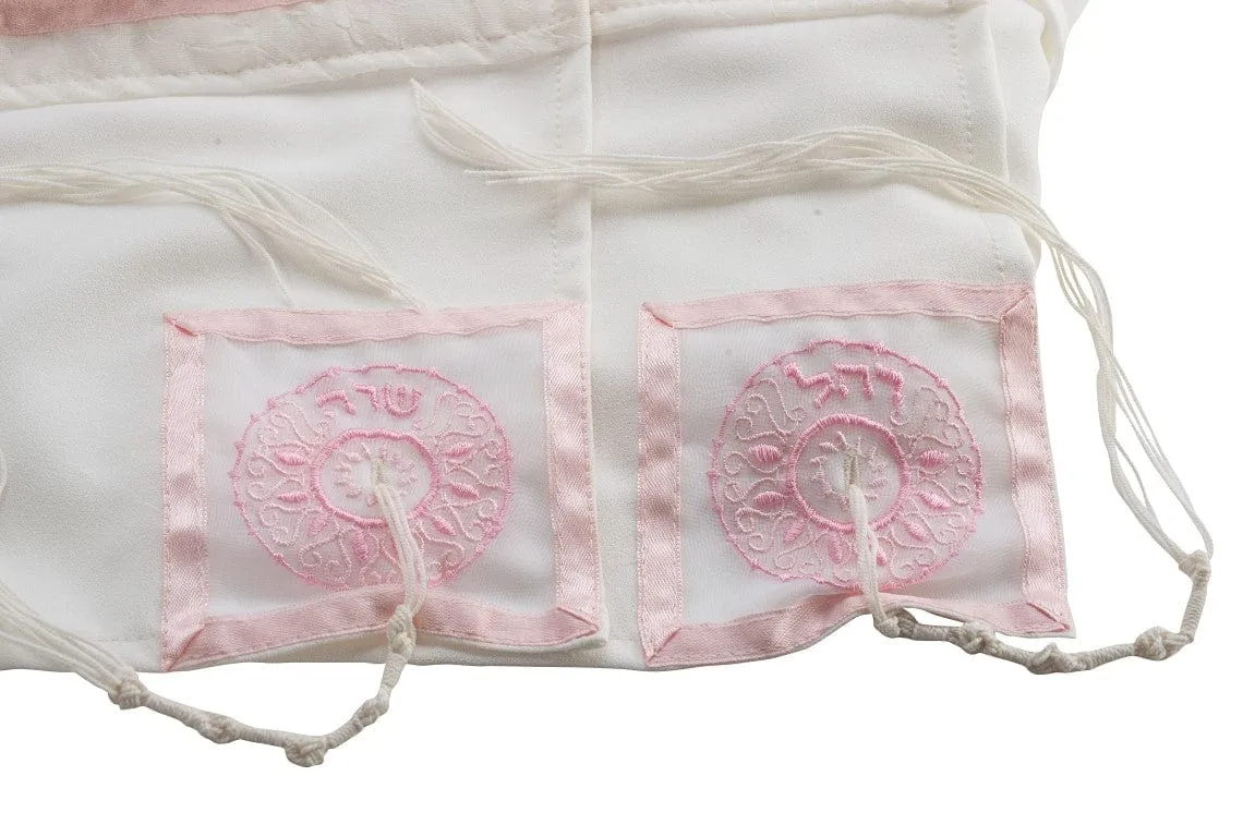 Four Mothers Tallit in Pink- Feminine tallit, Bat Mitzvah Tallit, Tallit for Woman, Women's Tallit Prayer Shawl